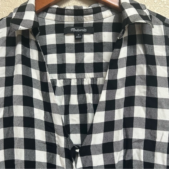 Madewell Women’s Black White Buffalo Check Plaid Long Sleeve Shirt Size Medium - Picture 8 of 9